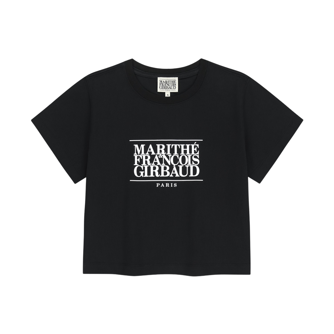 (W) 마리떼 프랑소와 저버 클래식 로고 크롭 티셔츠 블랙((W) Marithe Francois Girbaud Classic Logo Crop T-Shirt Black)