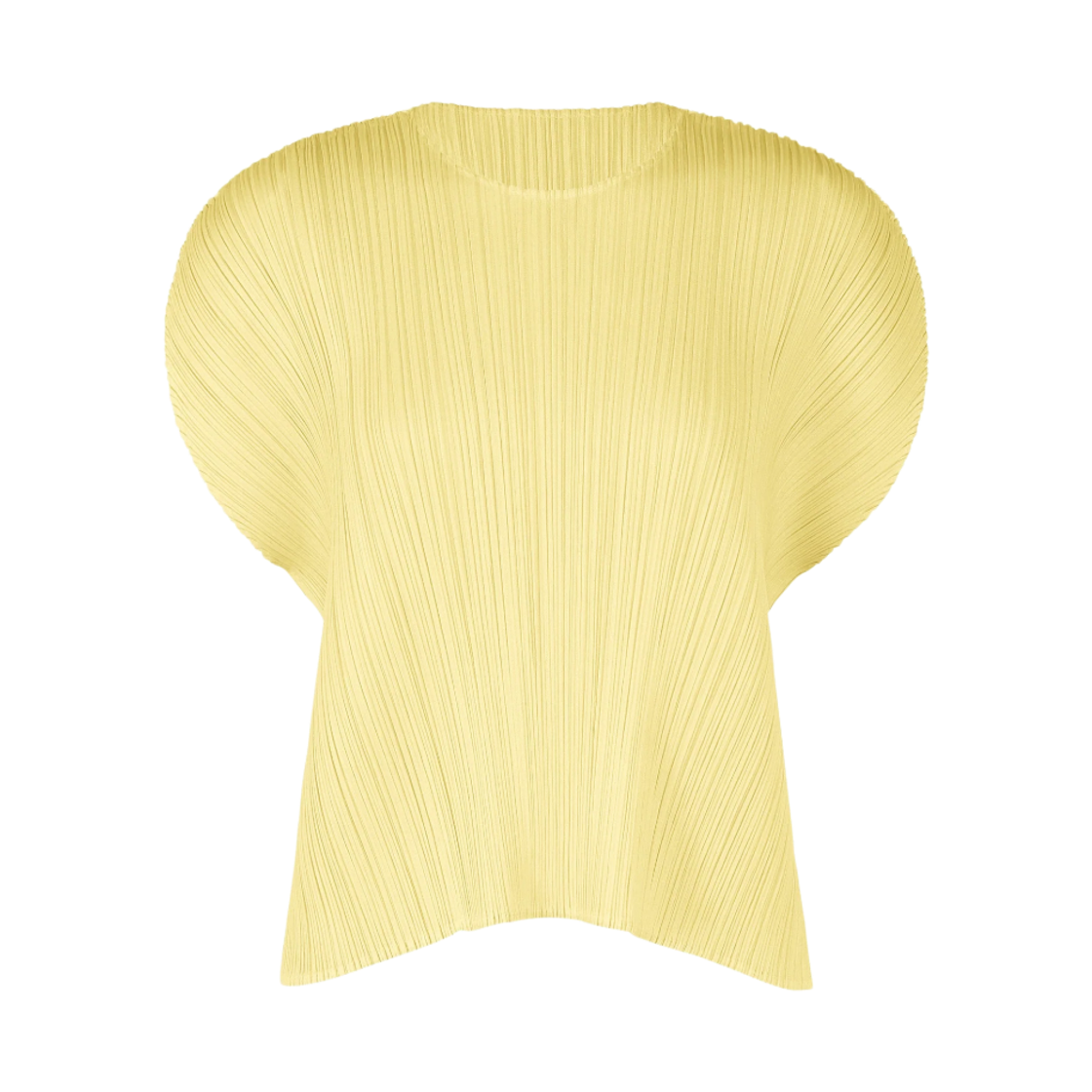 PP68-JK113-50 (W) Pleats Please Issey Miyake MC July Short Sleeve Top Pale Yellow