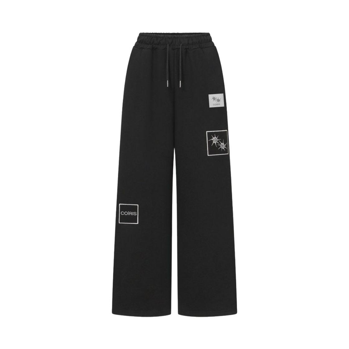 C-P00000HV Coiris Niff Patchwork Sweat Pants Unisex Black
