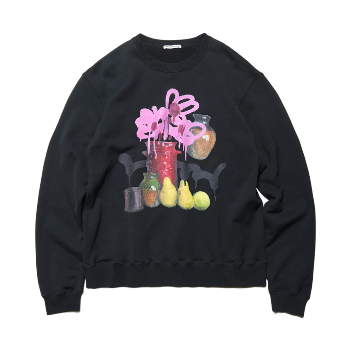 유니폼 익스페리먼트 마이클 체르노 레드 베이스 크루넥 스웨트셔츠 블랙(Uniform Experiment Michael Cherno Red Vase Crewneck Top Black)