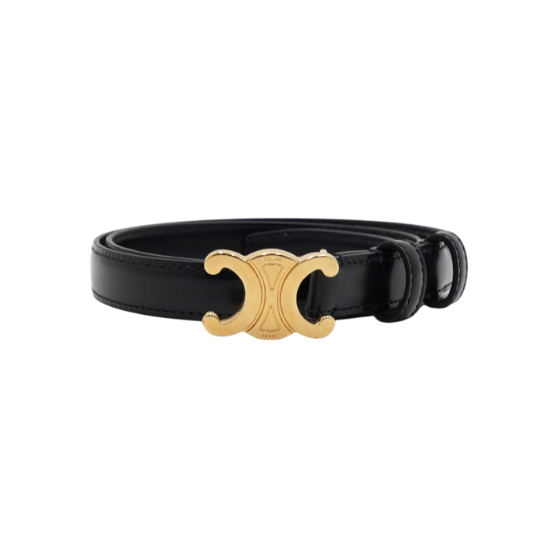 ITCEBQ3NWB5N Celine Black Calfskin Gold Tone Triope Small Belt