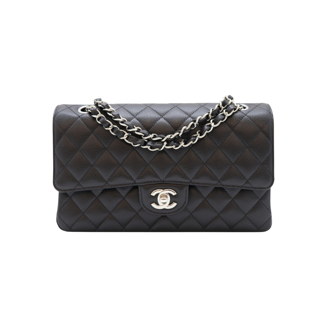 IT25PF7KQNNB Chanel Classic Medium Caviar Silver Interior Chip