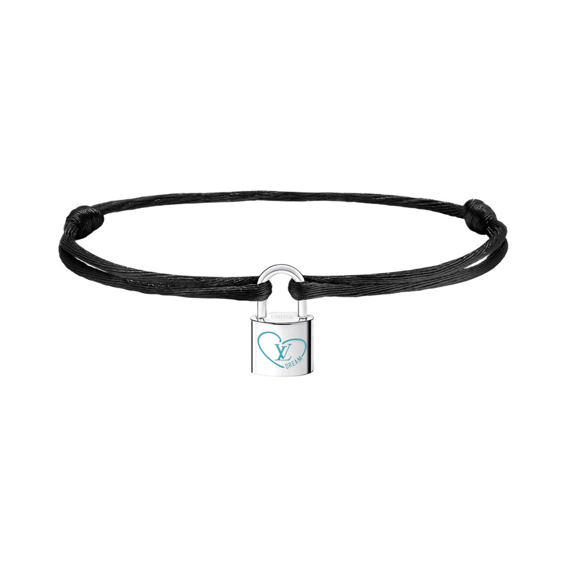 QA5312 Louis Vuitton x UNICEF x Felix Lee Silver Lockit Bracelet Polyester Cord Sterling Silver Blue Laquered Black