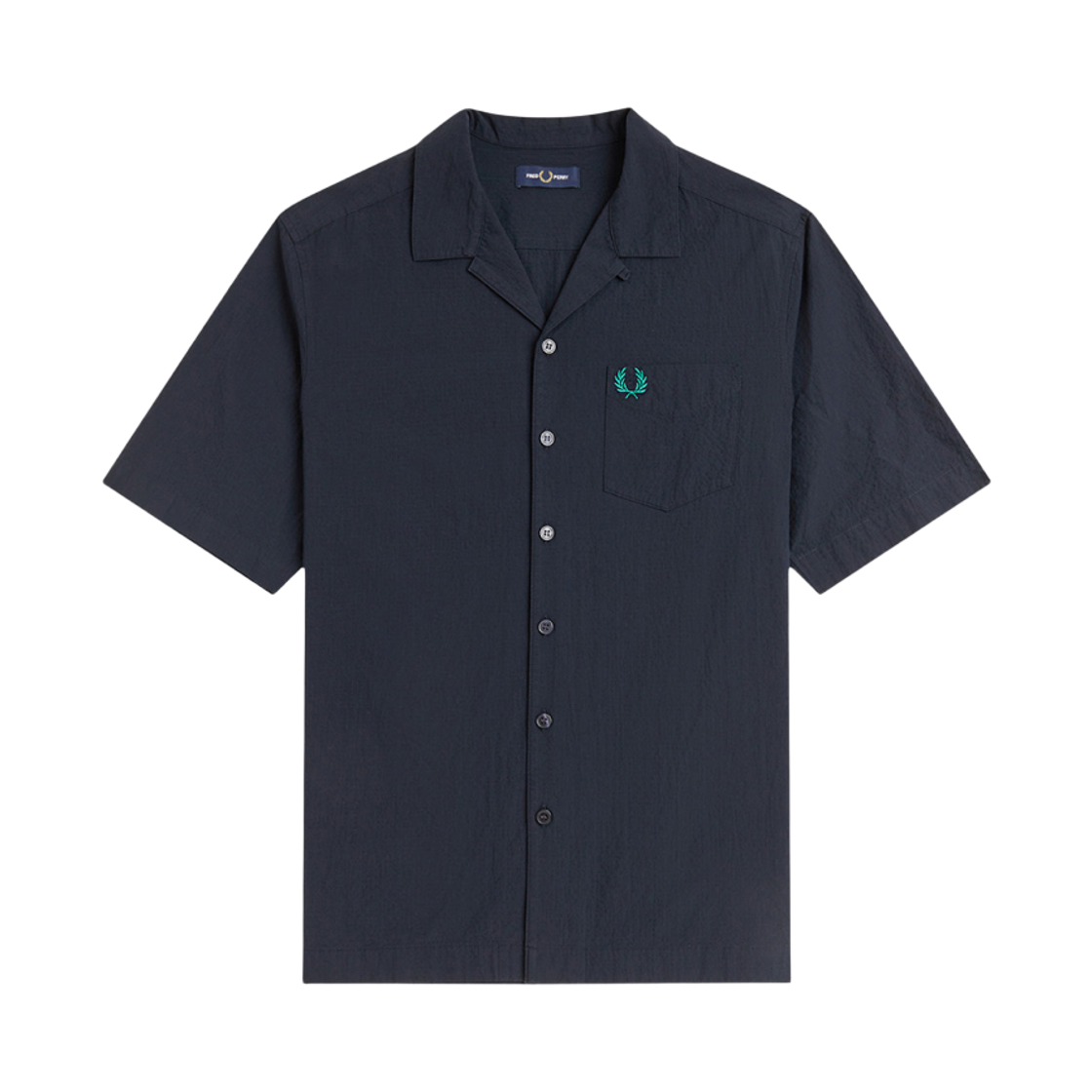 AFPM2612471-608 Fred Perry Seersucker Revere Collar Shirt Navy