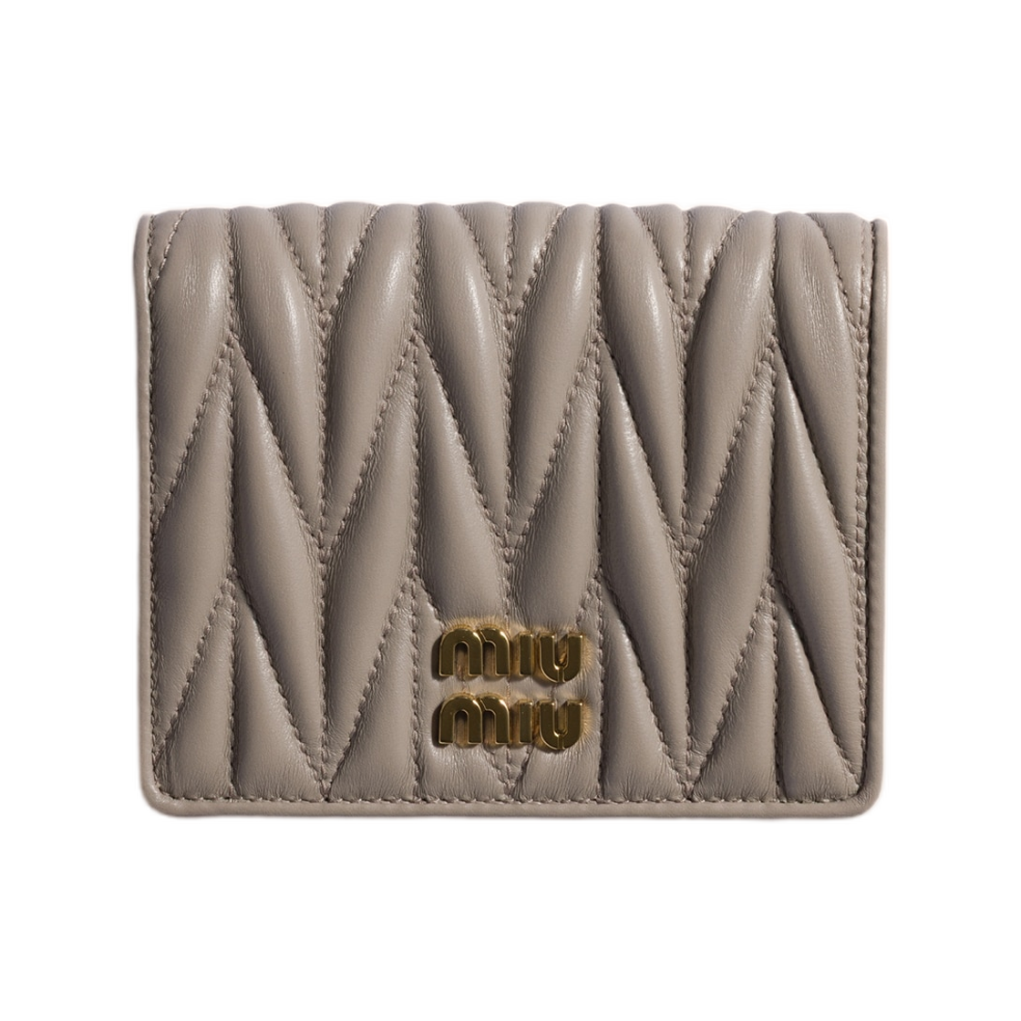5MV204-AFPP-F0D32 Miu Miu Small Matelasse Nappa Leather Wallet Pumice Stone