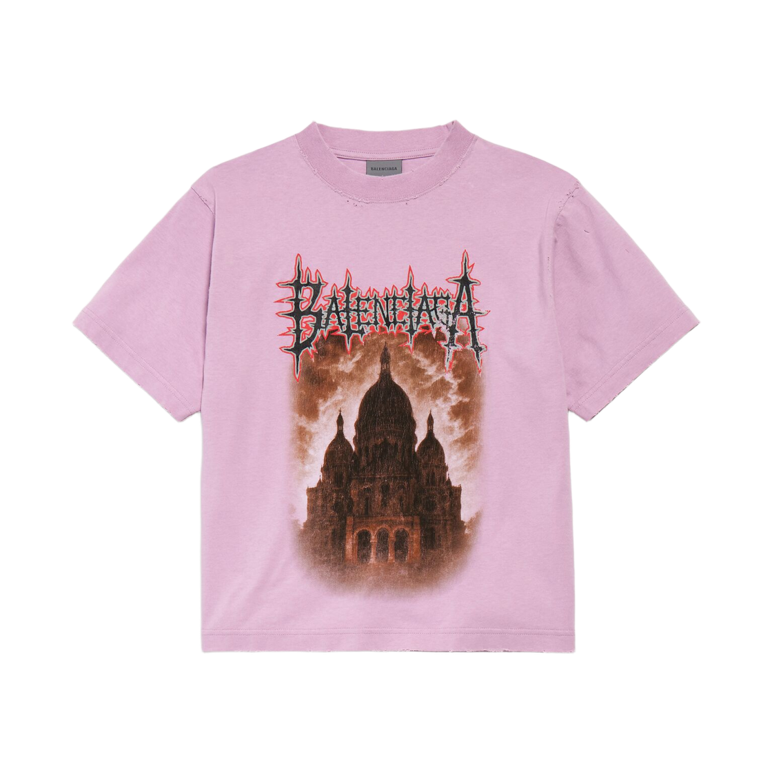 850990TUVE45701 (W) Balenciaga Sacre Cœur Medium Fit T-Shirt Old Pink