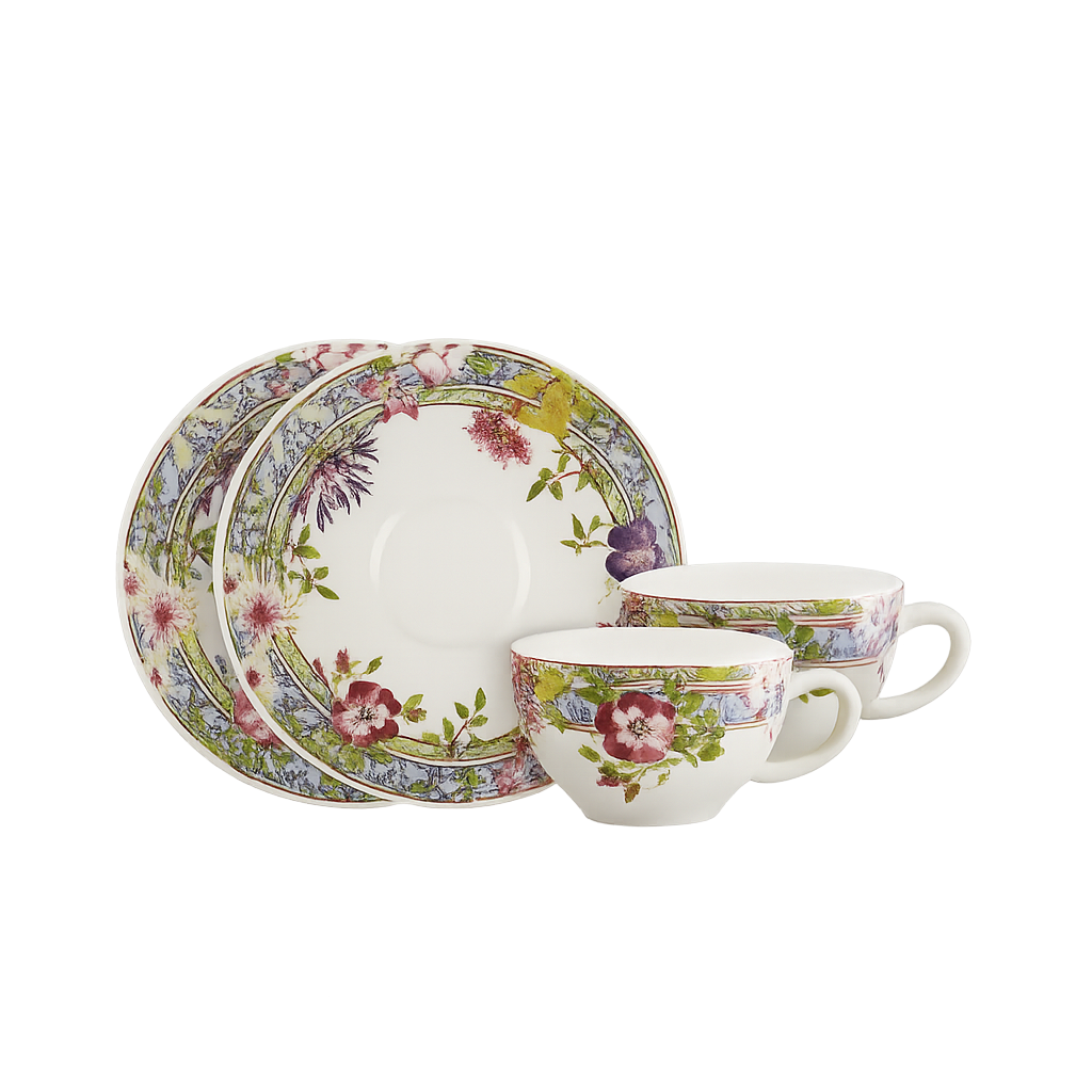 지앙 밀프뤠르 티컵 2인조 세트 (160ml)(Gien Mille‑Fleurs Tea Cup Set for Two (160 ml))