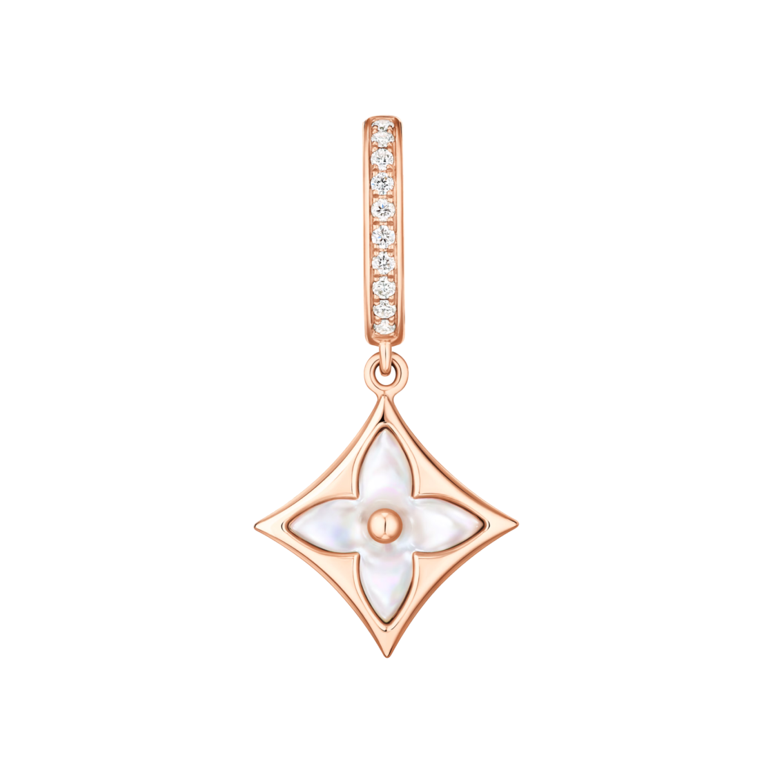 Q16906 (W) Louis Vuitton Color Blossom BB Star Sleeper Per Unit Earrings Pink Gold White Mother of Pearl Diamond