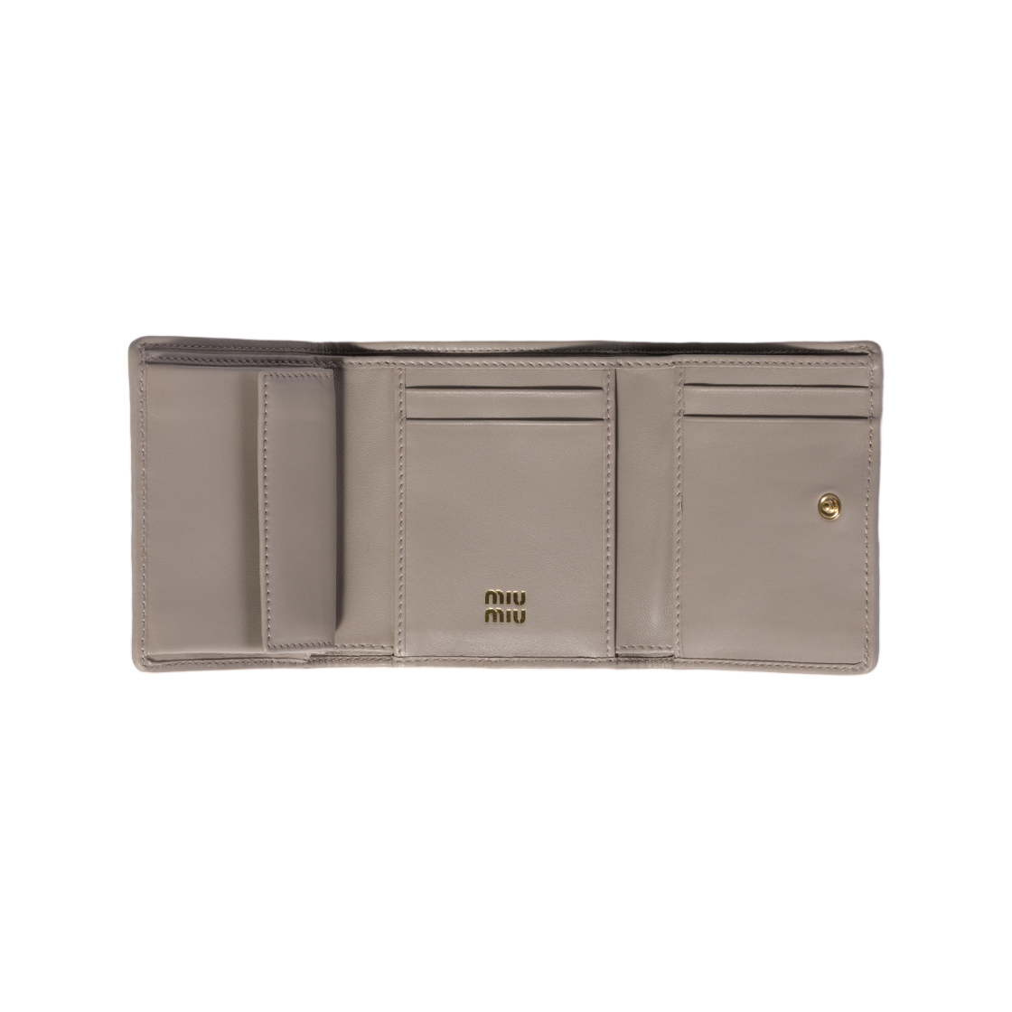 미우 미우 스몰 마틀라세 나파 레더 월렛 퍼미스 스톤(Miu Miu Small Matelasse Nappa Leather Wallet Pumice Stone) - 2
