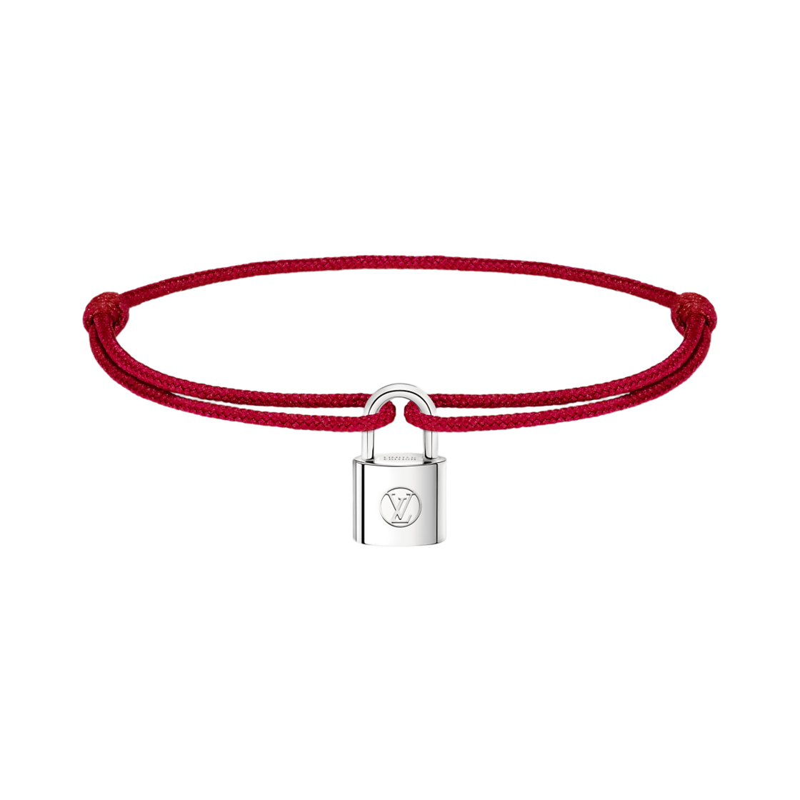 QA5524 Louis Vuitton x UNICEF Silver Lockit Bracelet Polyester Cord Sterling Silver Red