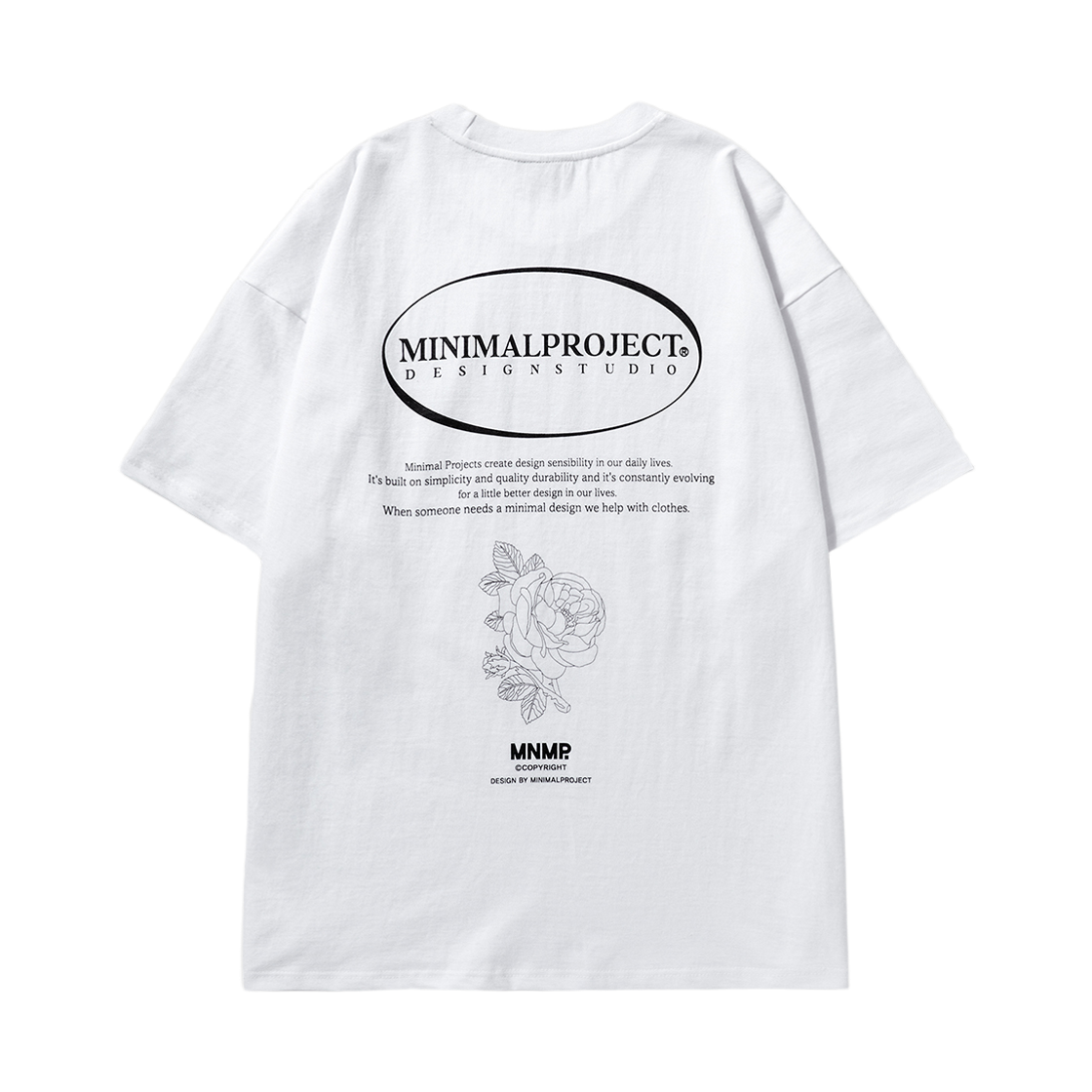 MST151-WHITE MINIMALPROJECT Circle Logo Flower Overfit Short Sleeve T-Shirt MST151 White