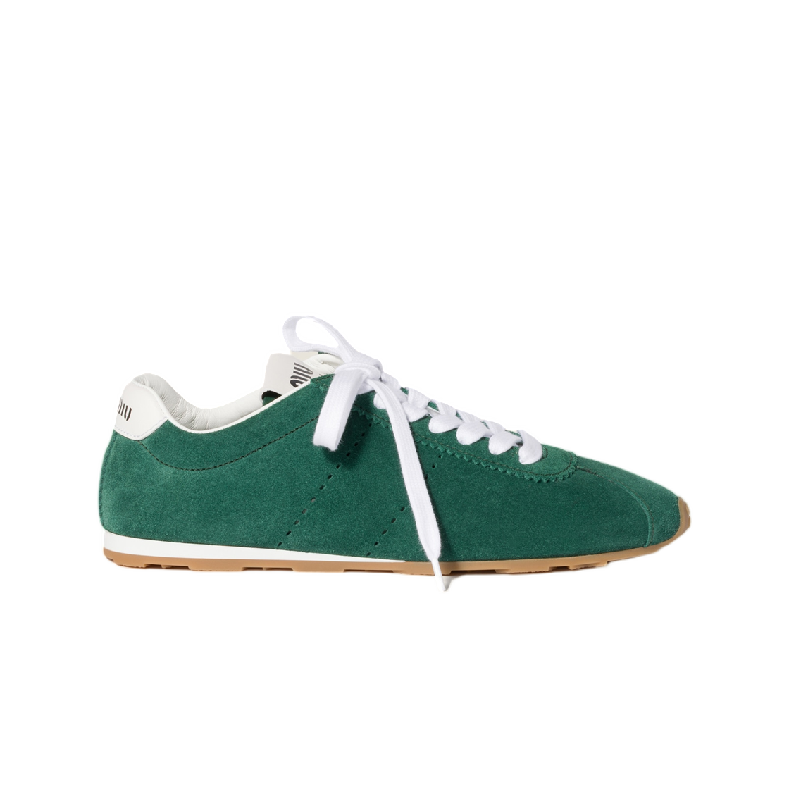 (W) 미우 미우 플럼 스웨이드 스니커즈 올리앤더 그린((W) Miu Miu Plume Suede Sneakers Oleander Green) - 1