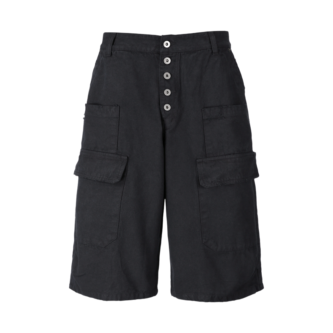 톤얼타이드 버튼 플라이 카고 버뮤다 팬츠 블랙(tornortied Button Fly Cargo Bermuda Pants Black)
