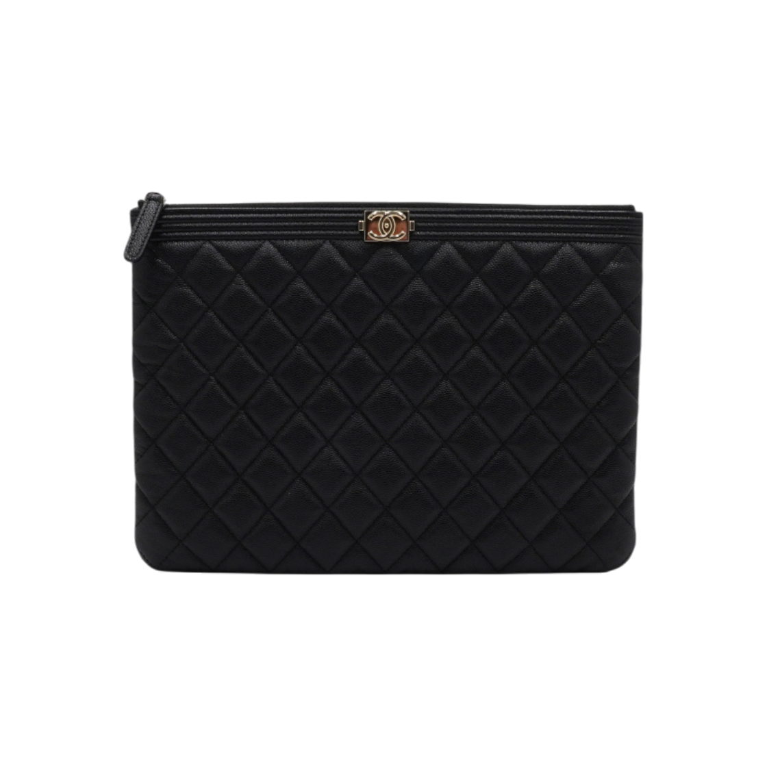 IT2TAVCVTINU Chanel Black Caviar New Medium Boy Chanel Clutch Bag Gold Hardware