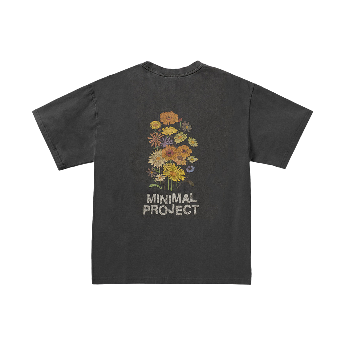 미니멀프로젝트 플라워 프린팅 피그먼트 반팔티셔츠 MST155 다크 그레이(MINIMALPROJECT Flower Printing Pigment Short Sleeve T-Shirt MST155 Dark Gray) - 1