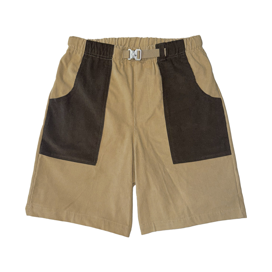 갈릭블루스 코듀로이 벨티드 퍼티그 쇼츠 베이지&브라운(GARLICBLUES Corduroy Belted Fatigue Shorts Beige&Brown) - 1
