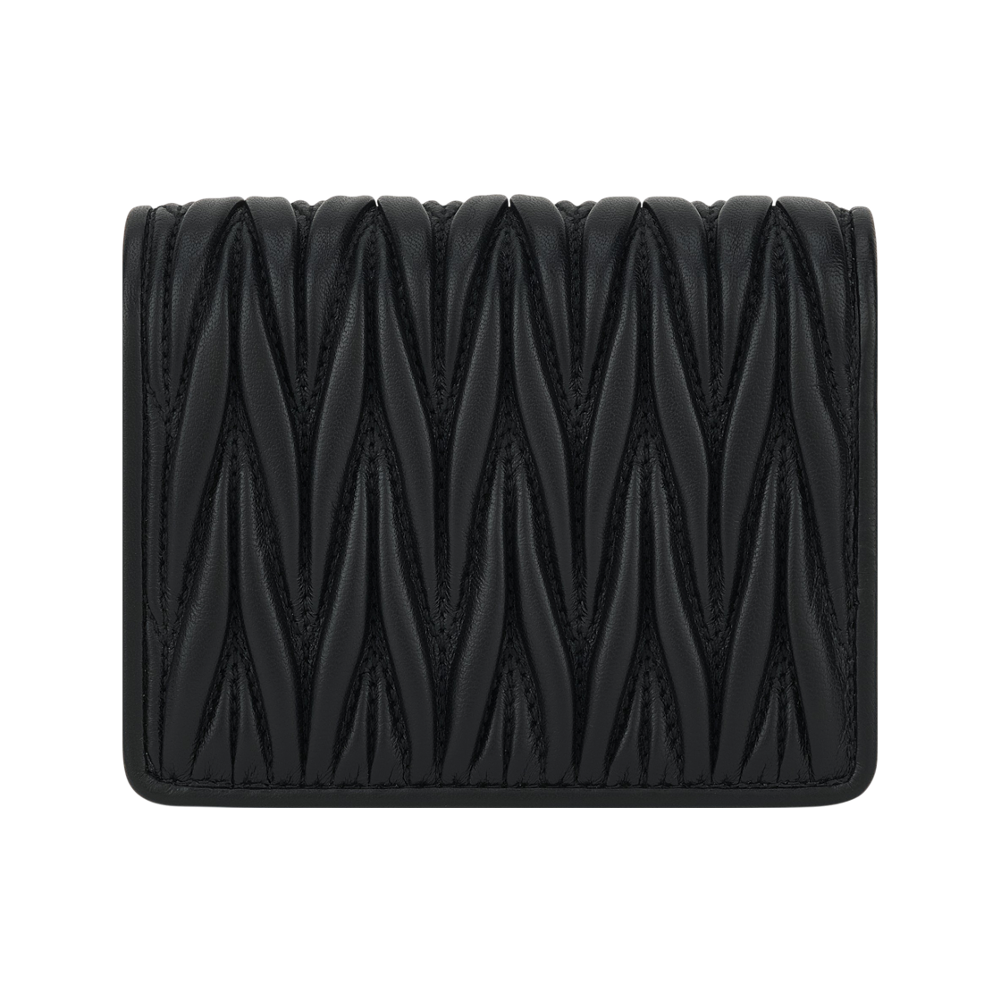 미우 미우 마테라쎄 나파 가죽 반지갑 블랙(Miu Miu Matelasse Nappa Leather Wallet Black) - 2