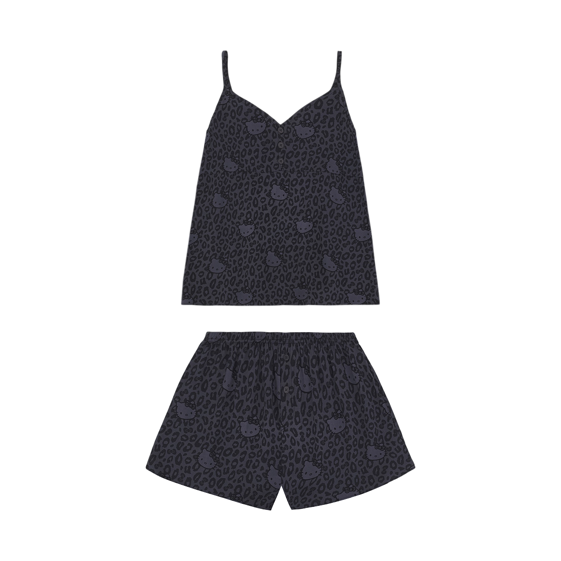 스파오 x 헬로 키티 레오파드 슬립 파자마 블랙(Spao x Hello Kitty Leopard Slip Pajamas Black)