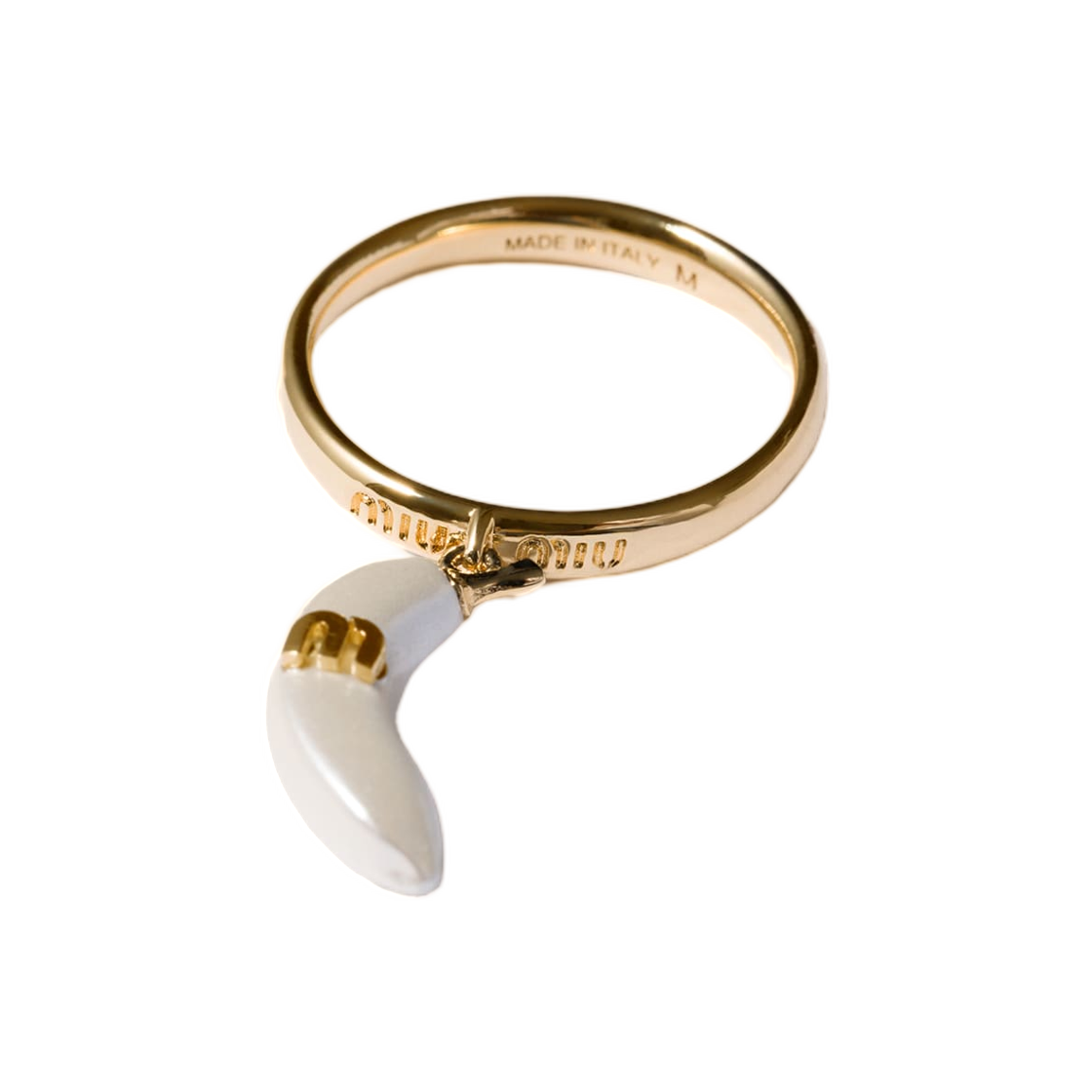 5IA093-2G9O-F0SAJ Miu Miu Metal Ring Gold Cream