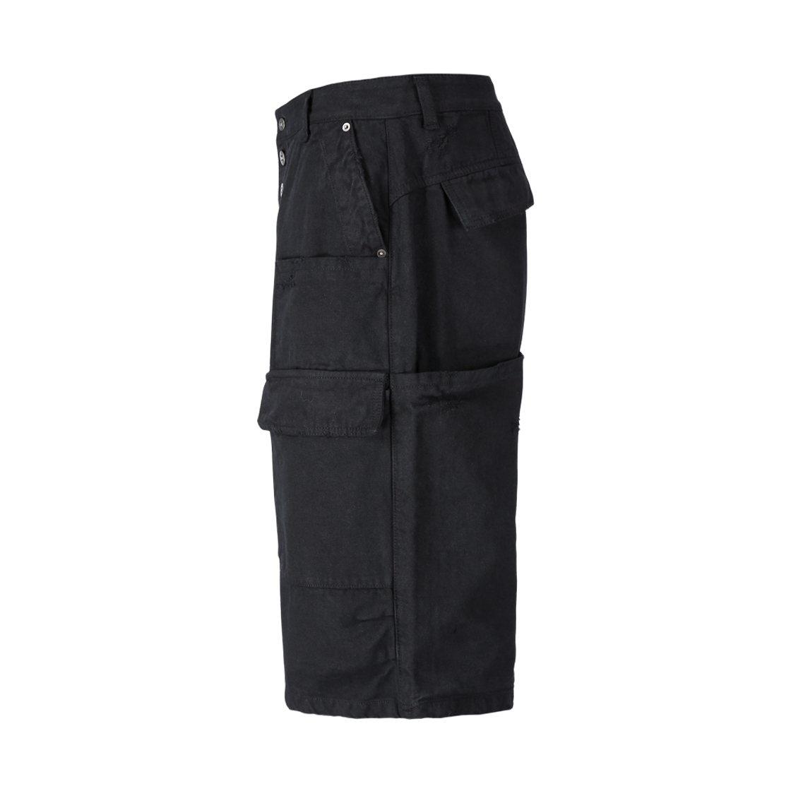 톤얼타이드 버튼 플라이 카고 버뮤다 팬츠 블랙(tornortied Button Fly Cargo Bermuda Pants Black) - 2