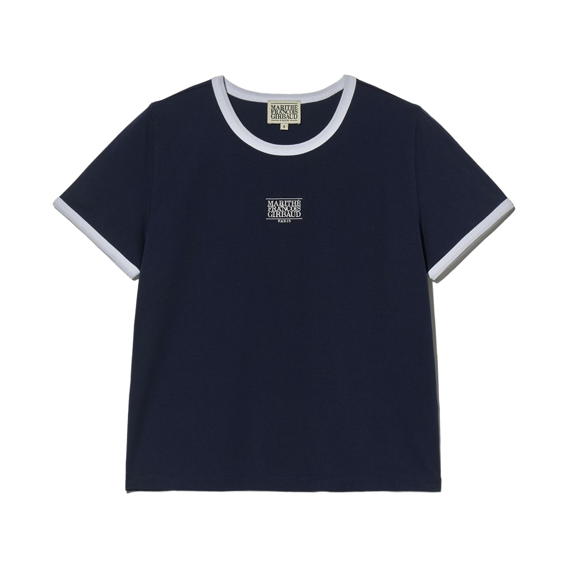 (W) 마리떼 프랑소와 저버 클래식 로고 링거 티셔츠 네이비((W) Marithe Francois Girbaud Classic Logo Ringer T-Shirt Navy)