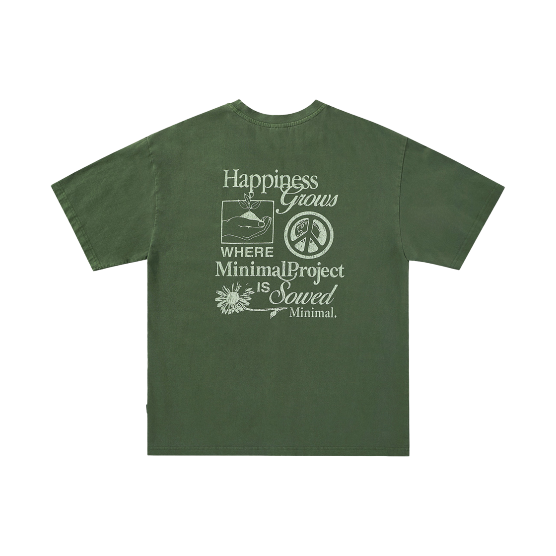 미니멀프로젝트 해피그로우 피그먼트 반팔티셔츠 MST169 카키(MINIMALPROJECT Happy Grow Pigment Short Sleeve T-Shirt MST169 Khaki) - 1
