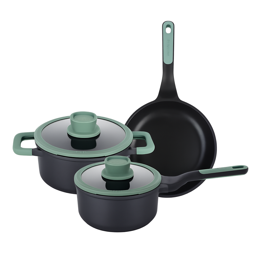 베르그호프 레오 캐스트 주물냄비 후라이팬 3종 세트(18편수+20양수+24FP)(BergHOFF Leo Cast Iron Pot & Frypan 3‑Piece Set (18cm Saucepan + 20cm Casserole + 24cm Frypan)) - 1