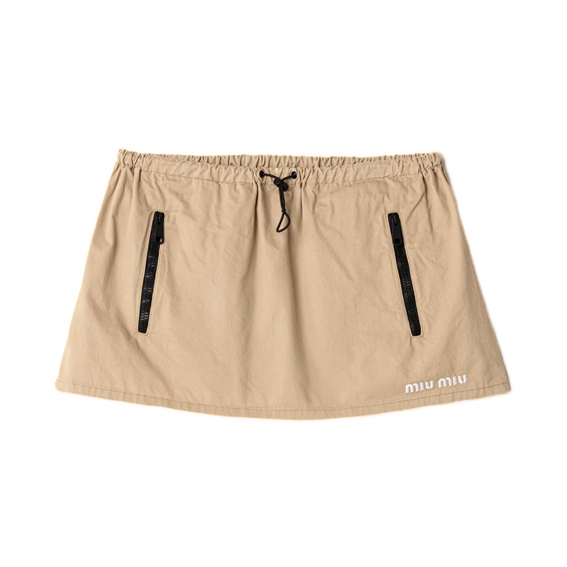 MG2754-19LW-F0065 (W) Miu Miu Washed Gabardine Mini Skirt Cord