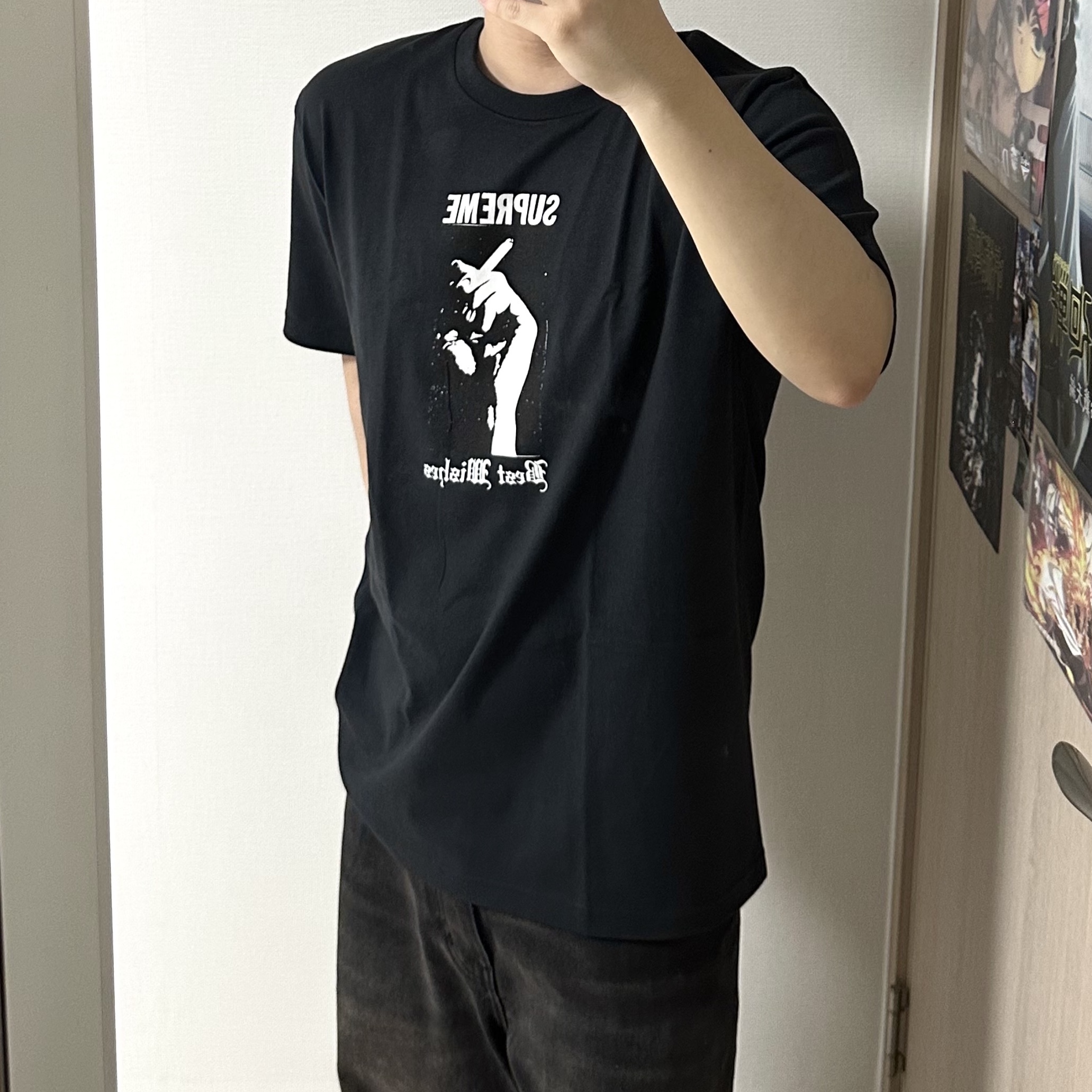 Supreme Wish T-Shirt Black - 26SS 착용 스타일