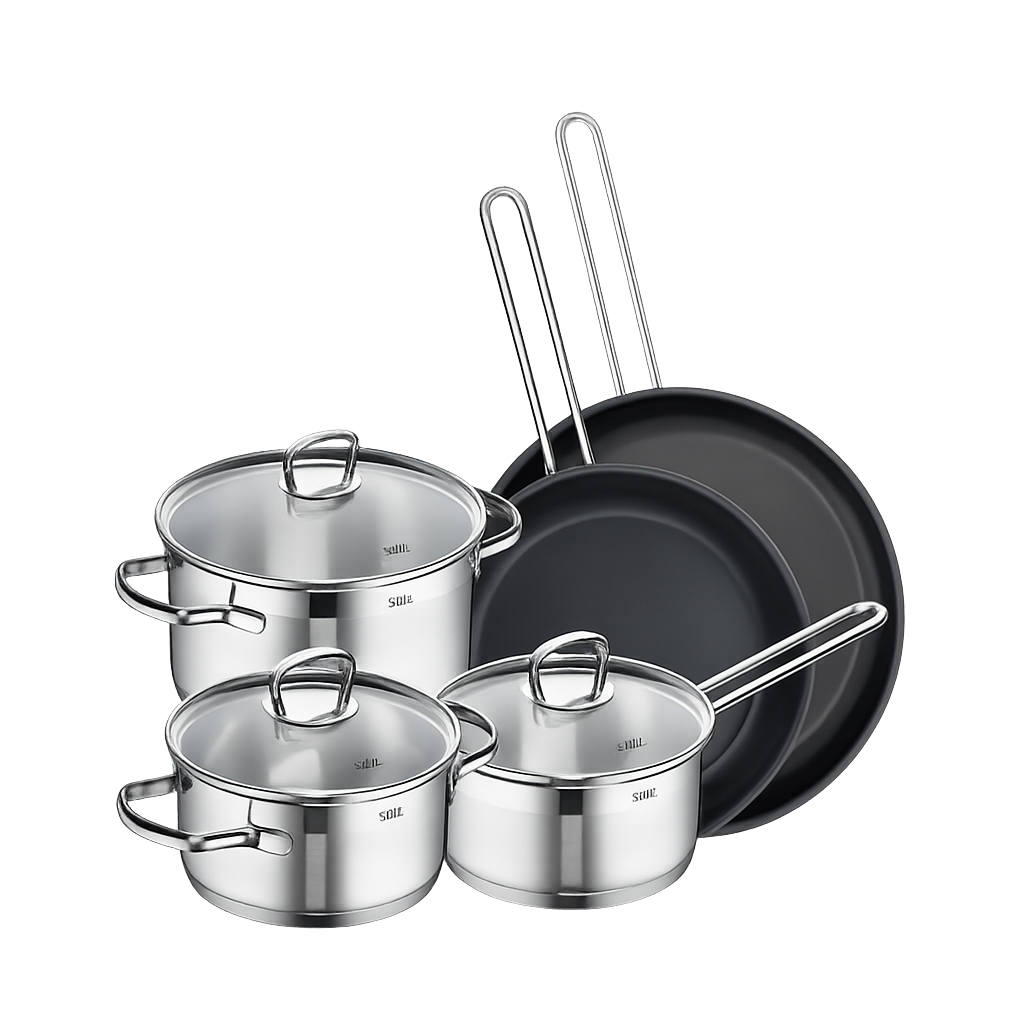 실리트 실리썸 롬바르디아 스탠냄비후라이팬 5종(16편수+16L+20H+24FP+28FP)(Silit Silissome Lombardia Stainless Steel Pot & Frying Pan 5‑Piece Set)
