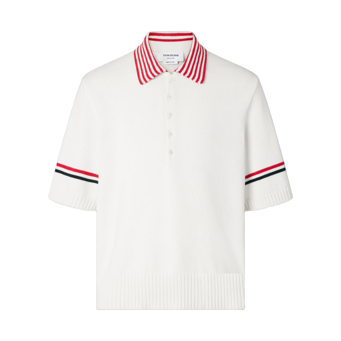 MKP164A-Y3043-100 Thom Browne RWB Armband Sailboat Rugby Polo White