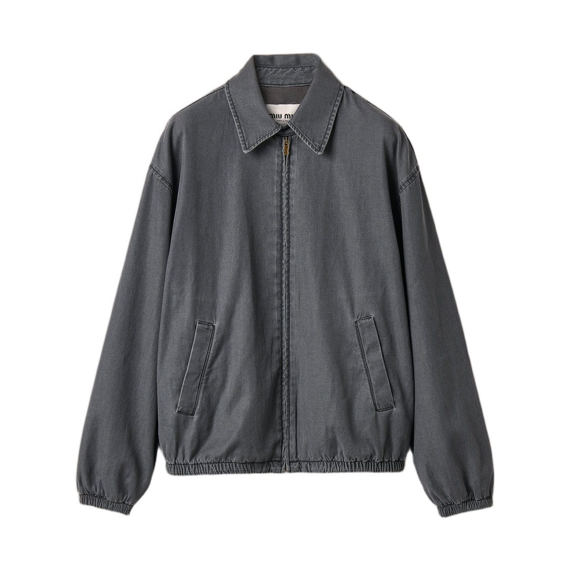 (W) 미우 미우 샴브레이 블루종 자켓 블랙((W) Miu Miu Chambray Blouson Jacket Black)