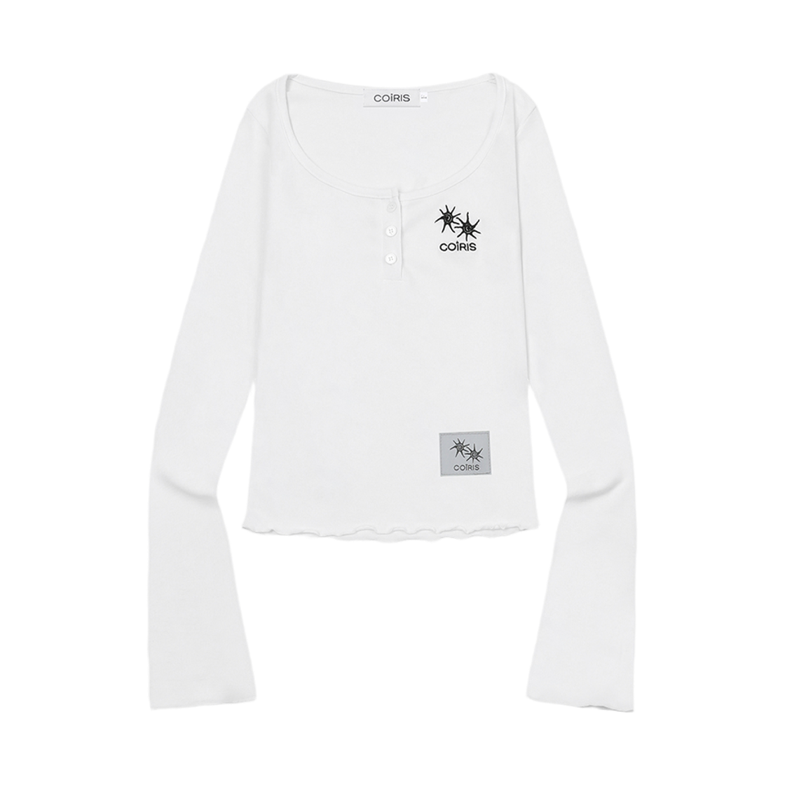 C-P00000HR Coiris Daro U-Neck Slim Fit Button Long Sleeve T White