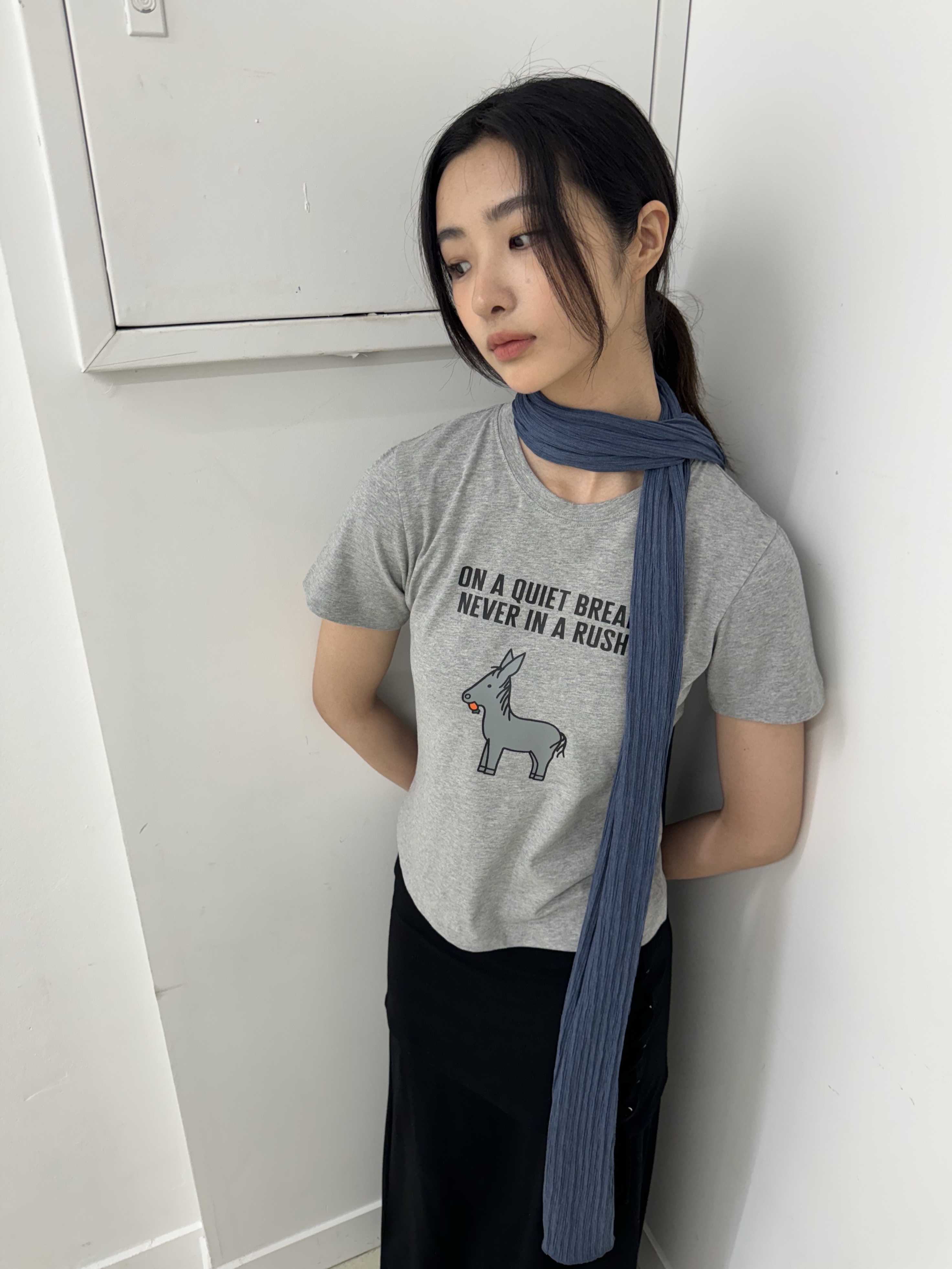 MILLO WOMEN x miffy Carrot Club T-Shirt Melange Gray 착용 스타일 - 1