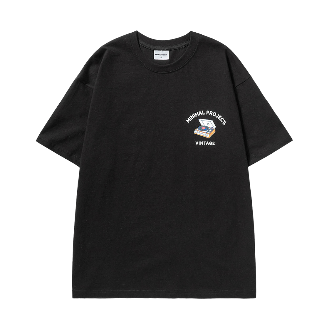 MST148-BLACK MINIMALPROJECT Turntable Vintage Overfit Short Sleeve T-Shirt MST148 Black