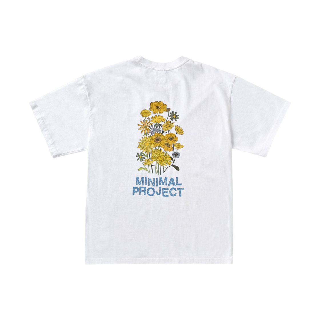 MST155-WHITE MINIMALPROJECT Flower Printing Pigment Short Sleeve T-Shirt MST155 White