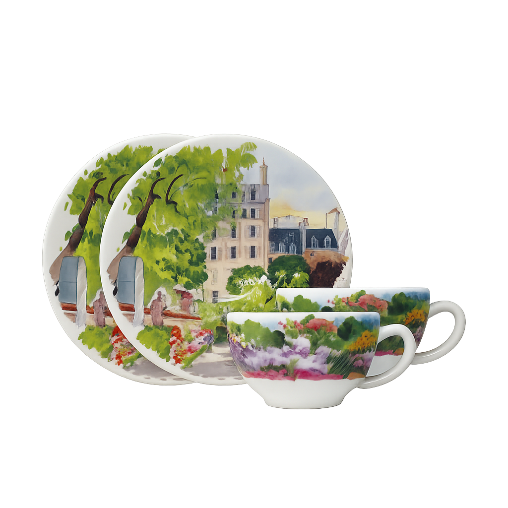 GEIN005 Gien Giverny Tea Cup Set for Two (160 ml)