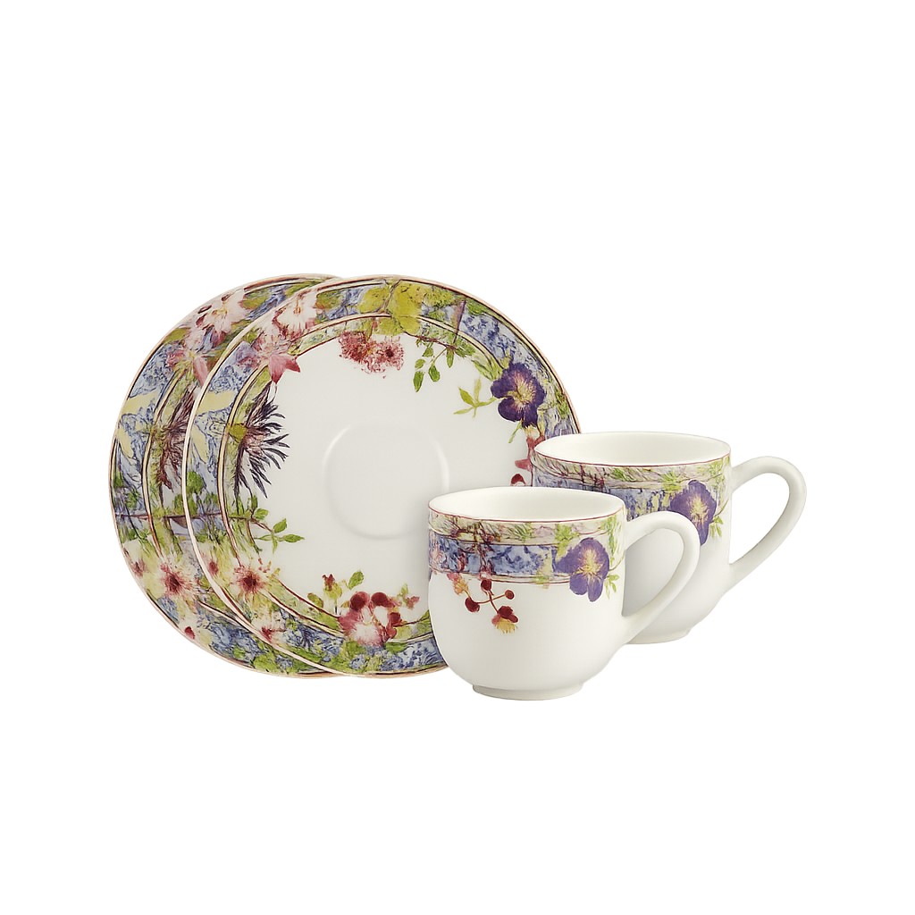 지앙 밀프뤠르 에스프레소 잔 2인조 세트 (80ml)(Gien Mille‑Fleurs Espresso Cup Set for Two (80 ml))