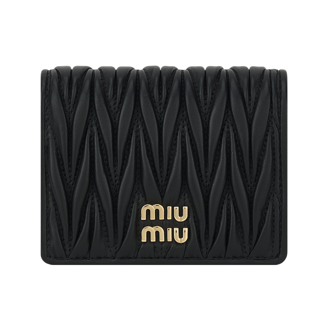 미우 미우 마테라쎄 나파 가죽 반지갑 블랙(Miu Miu Matelasse Nappa Leather Wallet Black)
