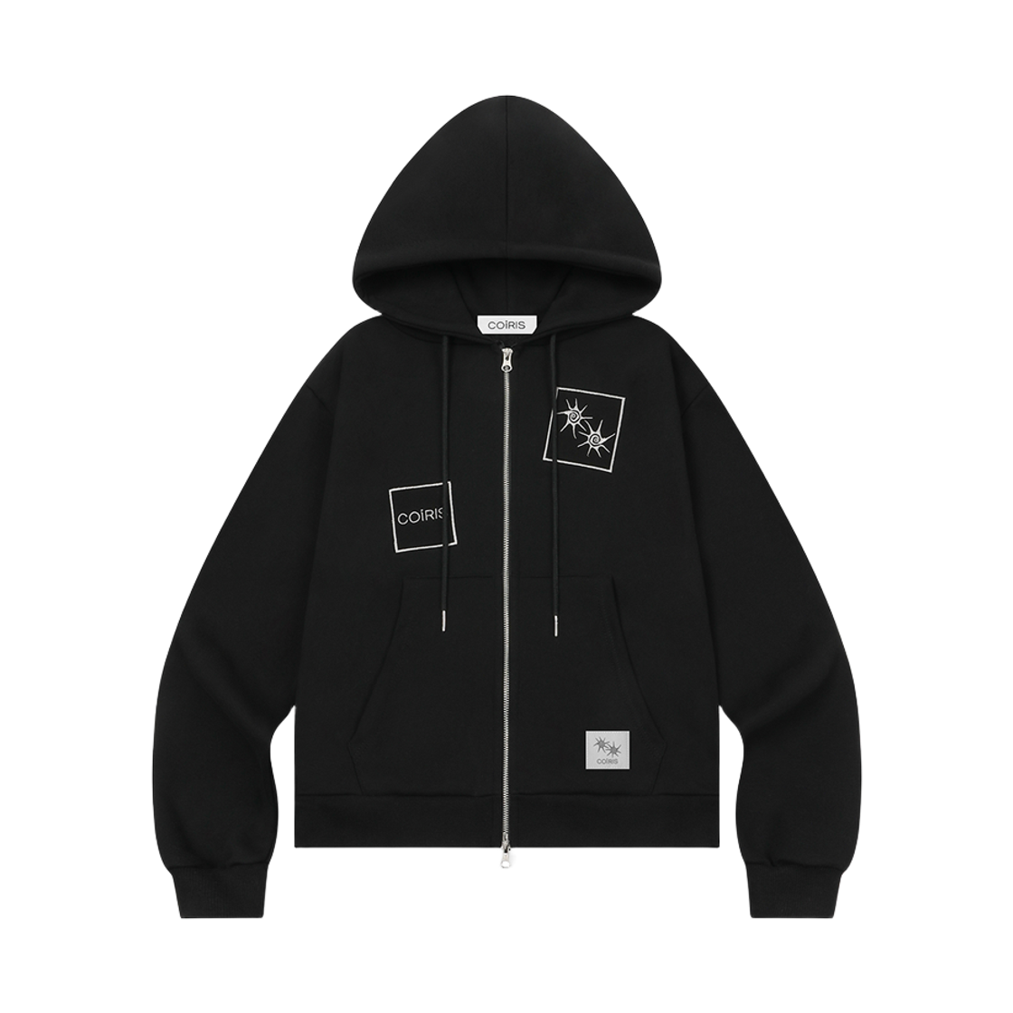 C-P00000HW Coiris Niff Patchwork Hood Zip-Up Unisex Black