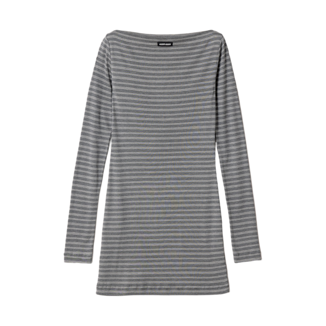 MF6563-6447-F0I13 (W) Miu Miu Striped Jersey Mini Dress Slate Gray White