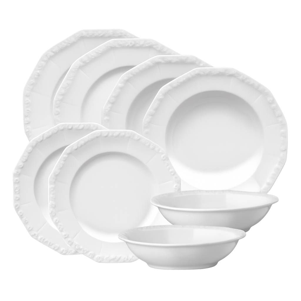 로젠탈 마리아접시 화이트21cm 2P + 접시 26cm 2P+ 깊은접시23cm 2P + 과일볼15cm 2P(Rosenthal Maria White Plates 21cm (Set of 2) + Plates 26cm (Set of 2) + Deep Plates 23cm (Set of 2) + Fruit Bowls 15cm (Set of 2))