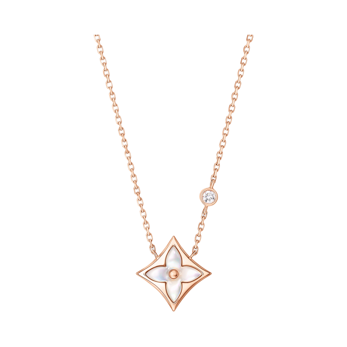 Q93892 (W) Louis Vuitton Color Blossom BB Star Pendant Pink Gold White Mother of Pearl Diamond