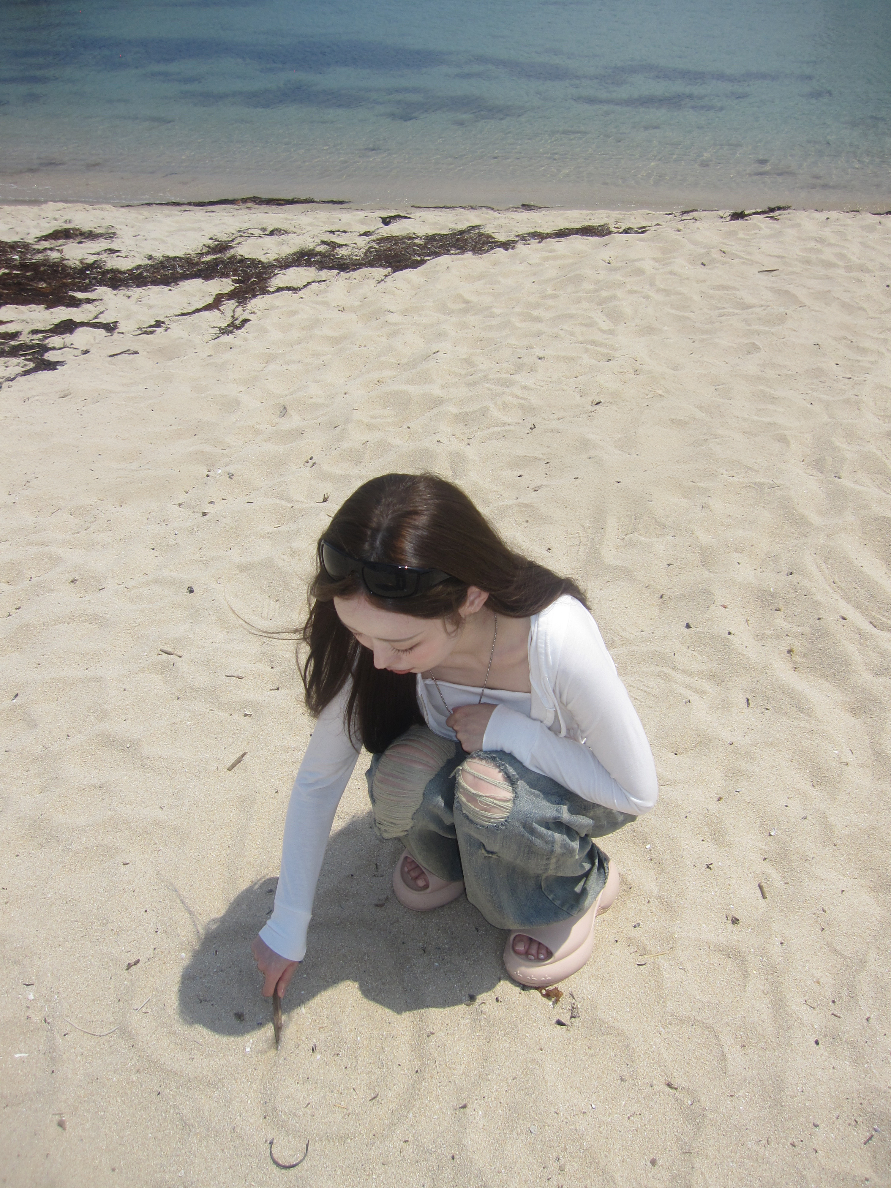(W) SMFK Compass Wave Platform Bumper Sandal Nude 착용 스타일