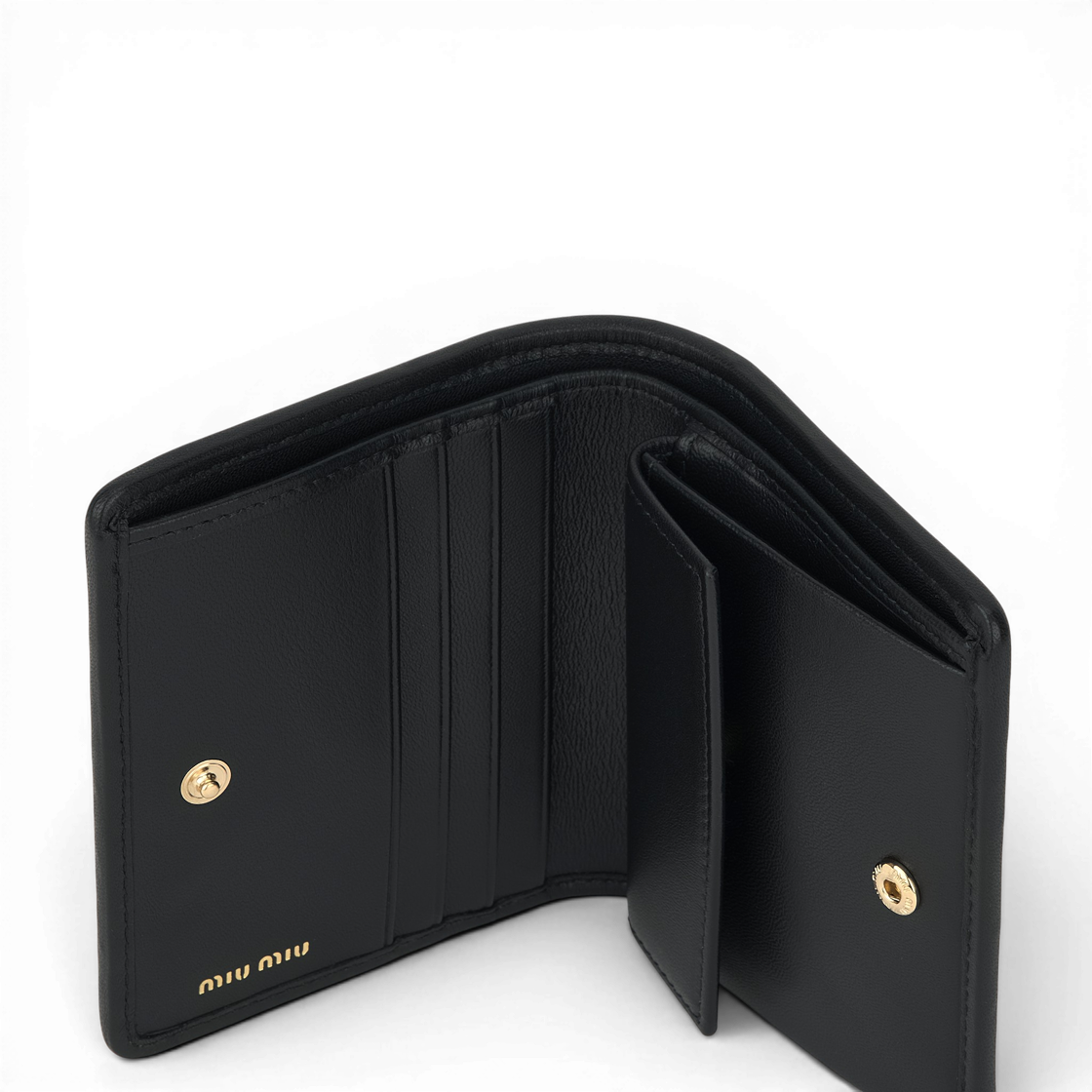 미우 미우 마테라쎄 나파 가죽 반지갑 블랙(Miu Miu Matelasse Nappa Leather Wallet Black) - 5