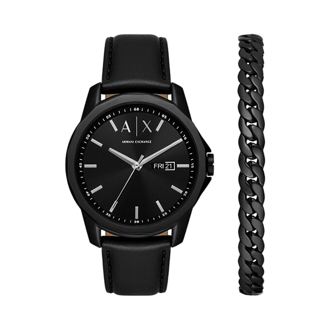 아르마니 익스체인지 뱅크스 44mm 팔찌 세트 블랙 블랙(Armani Exchange Banks 44mm Bracelet Set Black Black) - 1