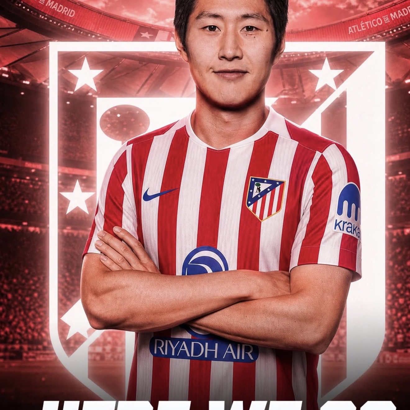 Nike Atletico Madrid 2025/26 Stadium Home Dri-Fit Soccer Replica Jersey Sport Red White (Non Marking Ver.) 착용 스타일