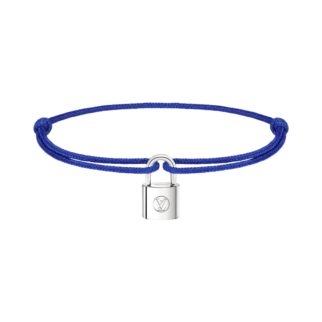 QA5525 Louis Vuitton x UNICEF Silver Lockit Bracelet Polyester Cord Sterling Silver Blue