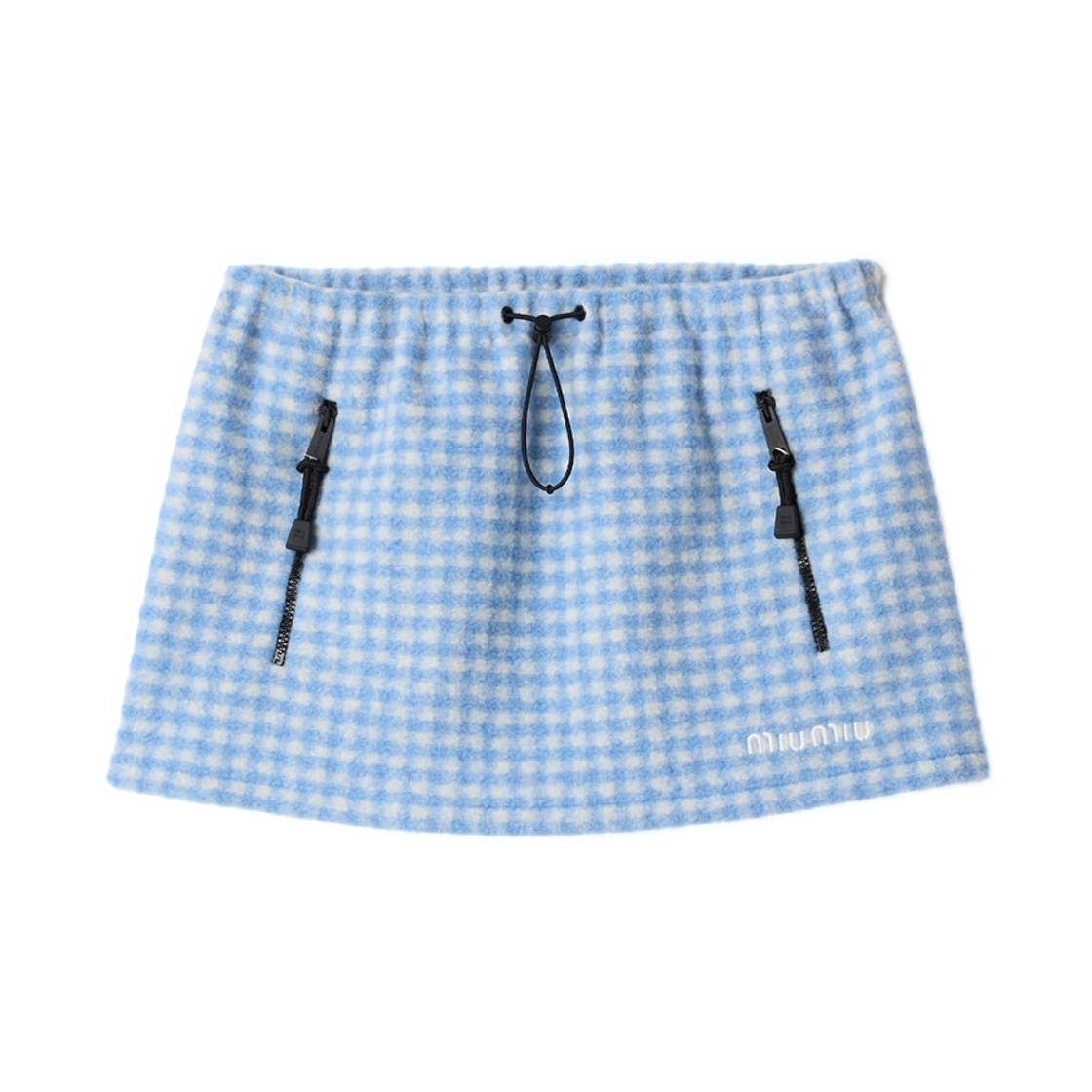 MG2518-6375-F0UB3 (W) Miu Miu Vichy Fleece Mini Skirt White Light Blue