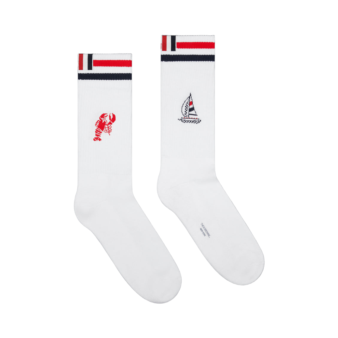 MAS217A-Y3022-100 Thom Browne RWB Funmix Athletic Socks White